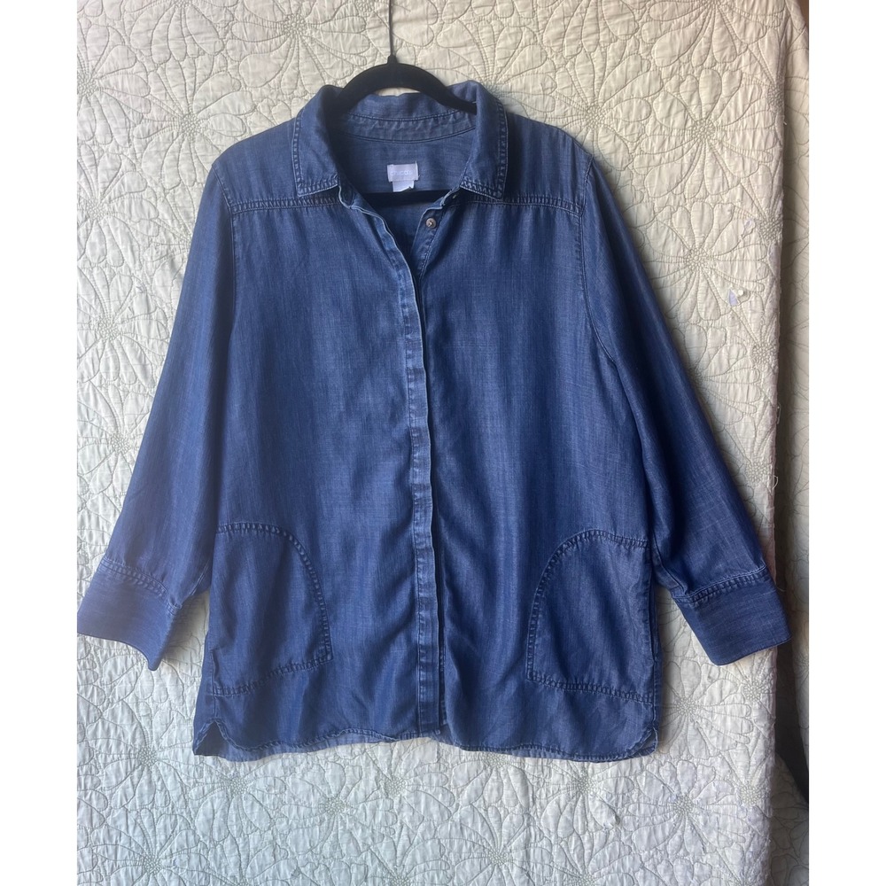 Chico's Denim Chore Shirt with Pockets XL